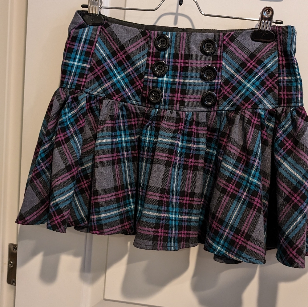Candies purple plaid mini skirt size 5/ medium